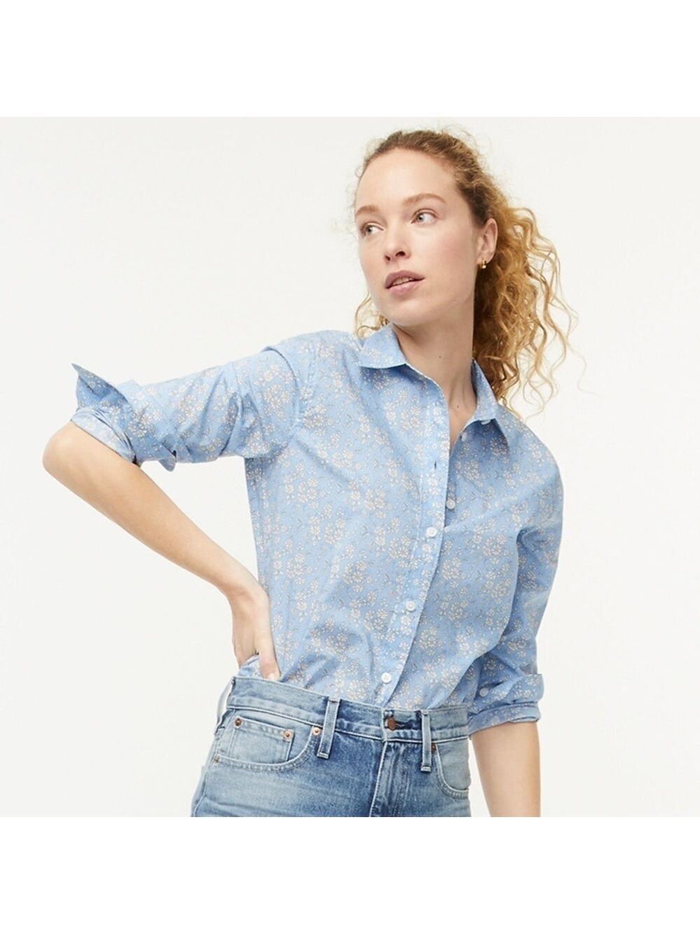 J. Crew Slim-Fit Shirt in Liberty Capel Floral Pattern in Blue Cotton Size 4